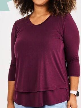 Latched Mama Nursing Layered Long Sleeve Tee - Plum